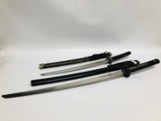 TWO REPRODUCTION DISPLAY SAMURAI SWORDS IN SHEAFS - COLLECTION IN PERSON ONLY.