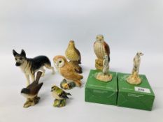 COLLECTION OF BESWICK TO INCLUDE A BARN OWL, THRUSH, KESTRAL, WHITETHROAT (2106), GOLDCREST (2415),