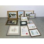 SELECTION OF WATERCOLOUR AND OTHER PICTURES FRAMED.