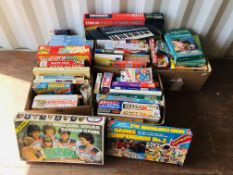5 X BOXES OF ASSORTED GAMES AND PUZZLES TO INCLUDE YAMAHA ELECTRIC KEYBOARD,