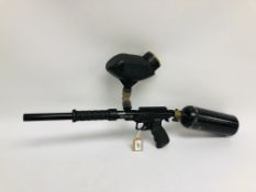 A PMI GAS PAINTBALL GUN WITH HOPPER AND BOTTLE - COLLECTION IN PERSON ONLY.