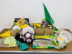 2 X BOXES OF ASSORTED NORWICH CITY COLLECTIBLES TO INCLUDE SIGNED FOOTBALLS,