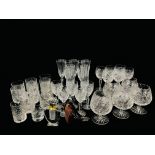 COLLECTION OF GOOD QUALITY CUT GLASS DRINKING GLASSES, TUMBLERS, BRANDY ETC.