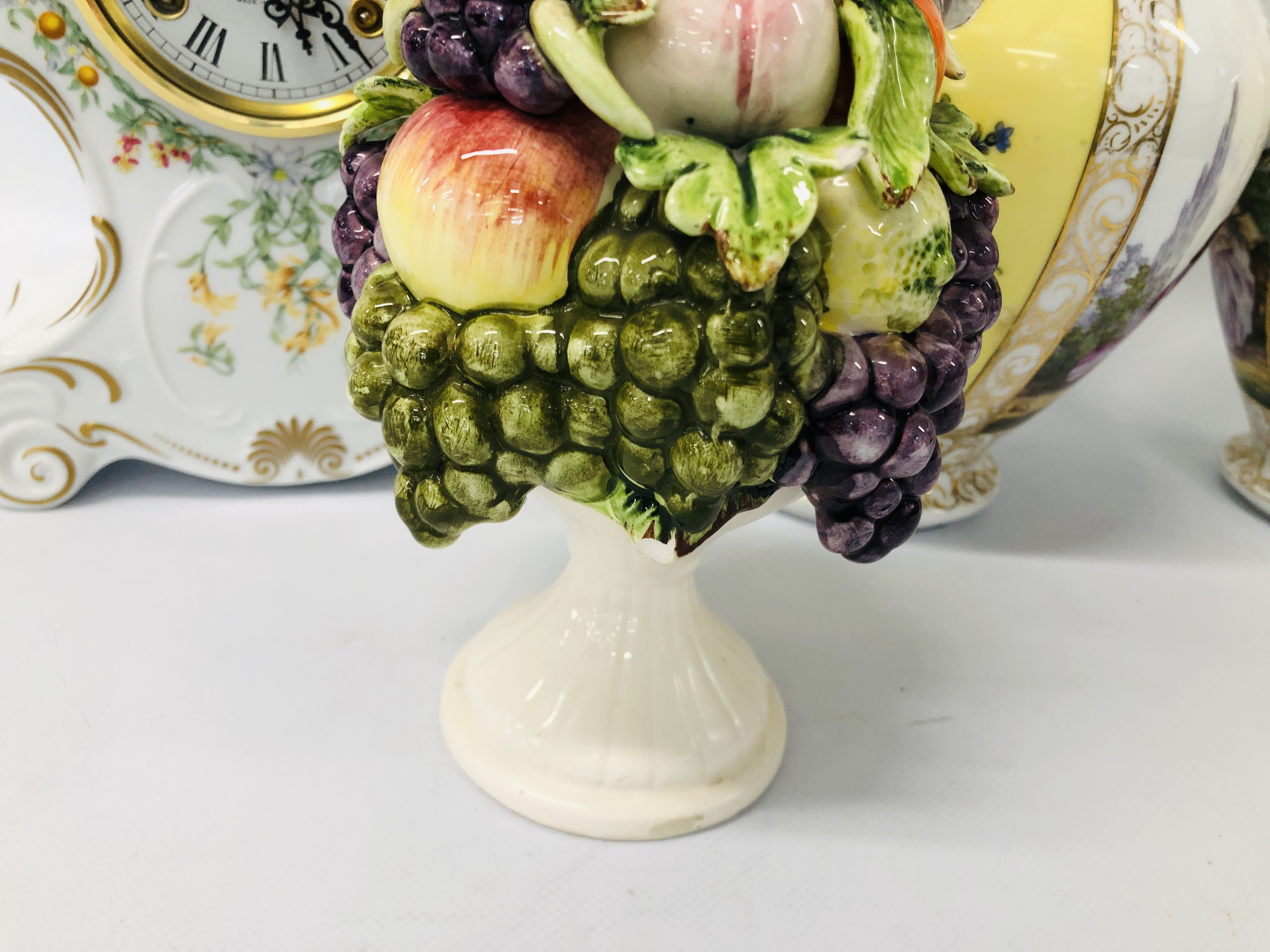 PAIR OF DECORATIVE CONTINENTAL LIDDED URNS, DECORATED WITH CLASSICAL FIGURES AND FLOWER, - Image 6 of 12