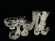 COLLECTION OF QUALITY HEAVY CUT GLASS VASES, BOWLS AND JUGS ETC.