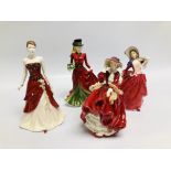 4 X ROYAL DOULTON FIGURINES TO INCLUDE TOP O' THE HILL HN 1834, AUTUMN BREEZES HN 1934,