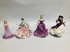 4 X ROYAL DOULTON FIGURINES TO INCLUDE CHRISTMAS DAY 2004 HN 4558, VICTORIA HN 4623,