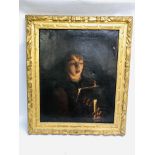 FOLLOWER OF DE LA TOUR: A CHORISTER HOLDING CANDLE, IN EARLY C18th GILT FRAME, 76CM X 66CM.