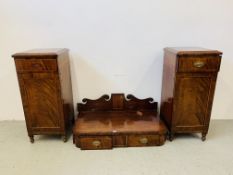 A REGENCY MAHOGANY TWIN PEDESTAL SIDEBOARD, A TWO DRAWER CENTRE SECTION,