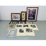 COLLECTION OF MODERN FRAMED PICTURES AND PRINTS TO INCLUDE A COUPLE SEATED IN A FRENCH COFFEE SHOP,
