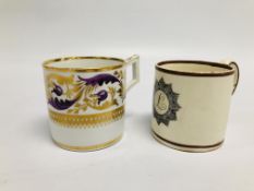 TWO C19TH COFFEE CANS ONE INSCRIBED 'L' THE OTHER DERBY