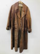 EARLY C20TH TAN LEATHER GENTLEMANS DRIVING COAT