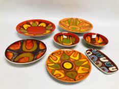 COLLECTION OF POOLE POTTERY TO INCLUDE 5 VARIOUS PLATES (2 X 3,