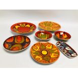 COLLECTION OF POOLE POTTERY TO INCLUDE 5 VARIOUS PLATES (2 X 3,