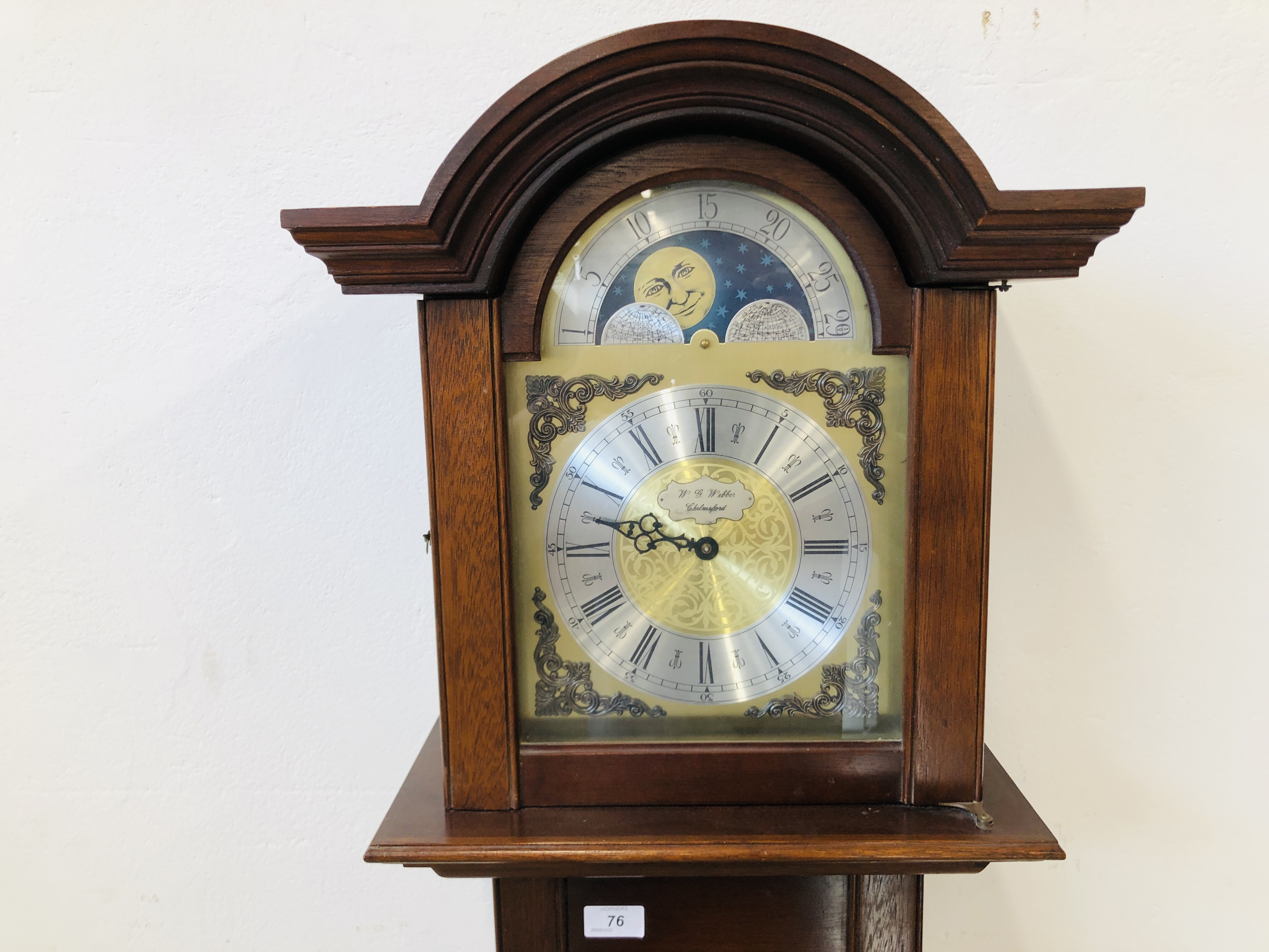 A REPRODUCTION WESTMINSTER CHIMING LONG CASE CLOCK THE DIAL MARKED W.G. - Image 2 of 9
