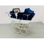 VINTAGE SILVER CROSS PRAM AND ACCESSORIES.