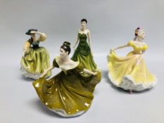 4 X ROYAL DOULTON FIGURINES TO INCLUDE NINETTE HN 2379, HAPPY BIRTHDAY 2007, BUTTERCUP HN 2309,