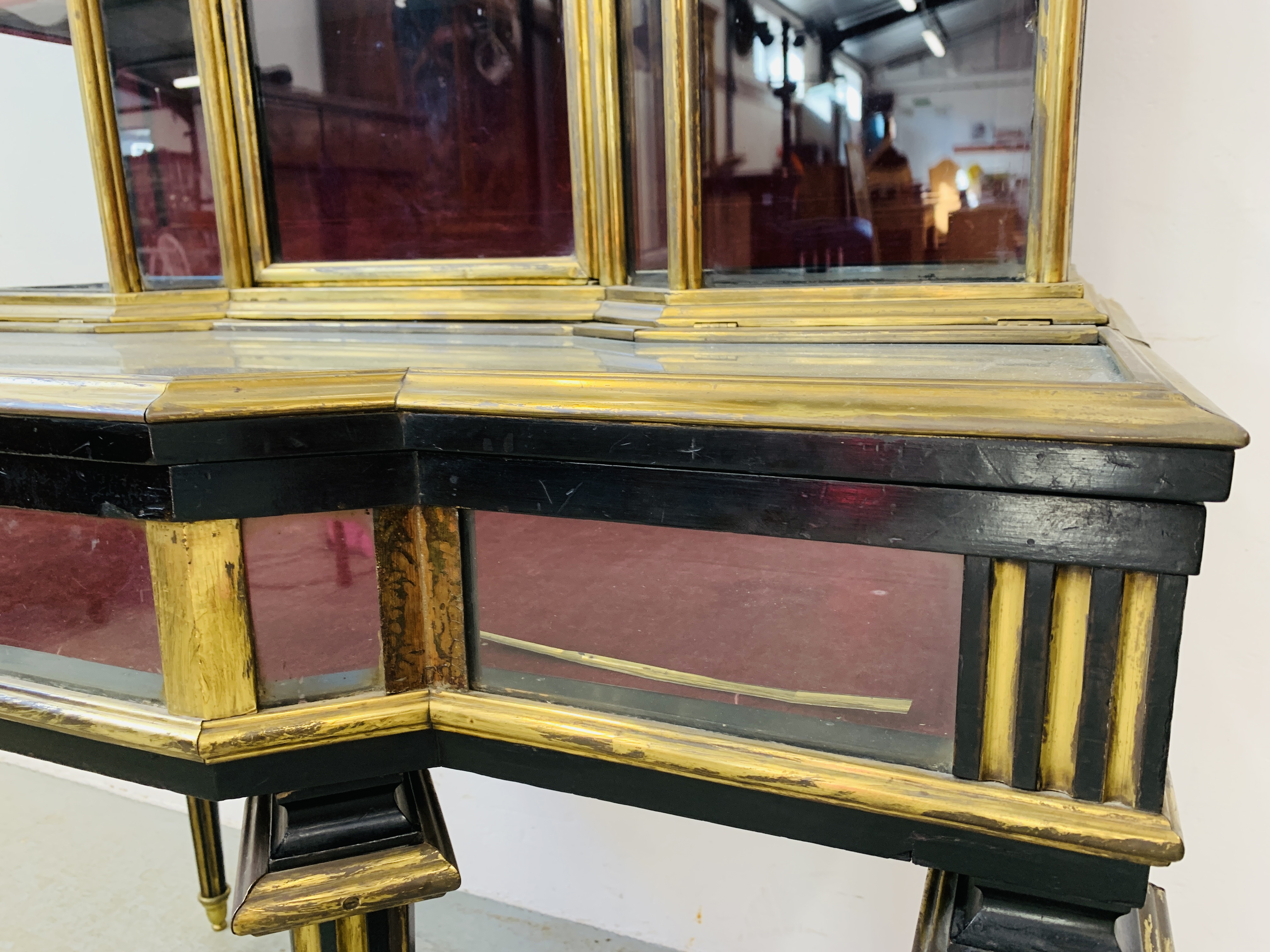 A C19th FRENCH BRASS AND EBONISED CABINET, THE TOP AND SIDES GLAZED, - Image 27 of 31