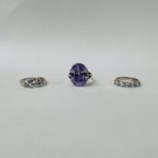 THREE IMPRESSIVE STONE SET DRESS RINGS