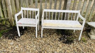 A GARDEN BENCH AND CHAIR