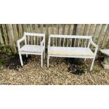 A GARDEN BENCH AND CHAIR