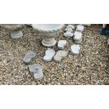 10 X STONEWORK "FEET" STEPPING STONES AND 3 X STONEWORK FACE GARDEN FEATURES.