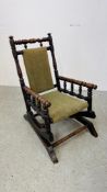VINTAGE MAHOGANY FRAMED CHILDS ROCKING CHAIR A/F