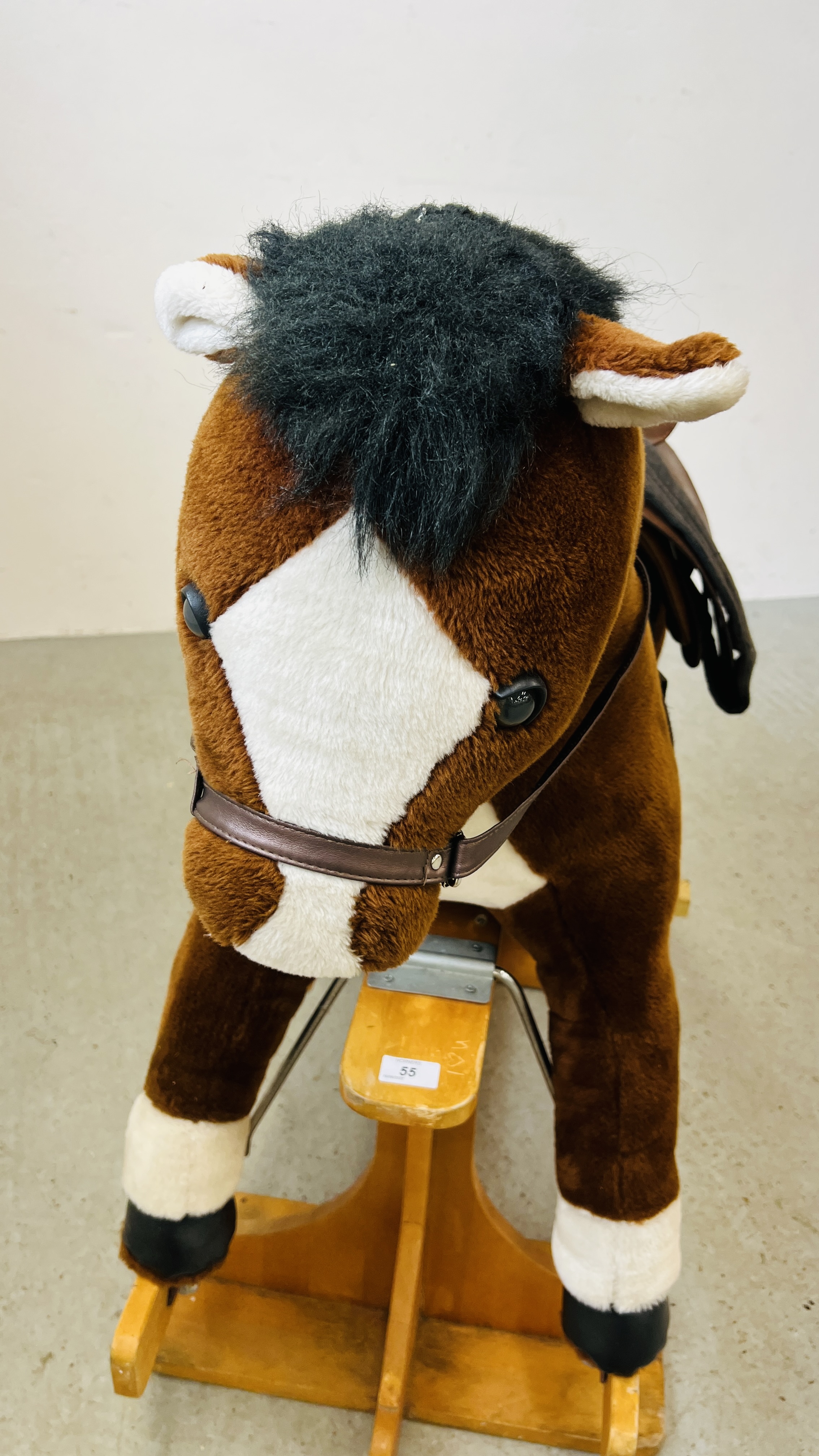 A MODERN CHILDS ROCKING HORSE WITH LEATHER SADLE - Image 6 of 9