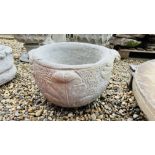 A STONEWORK DECORATIVE GARDEN PLANTER DIAMETER 48CM.