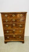 A YEW WOOD FINISH FOUR DRAWER SECRETAIRE CHEST WIDTH 70CM. DEPTH 33CM. HEIGHT 108CM.