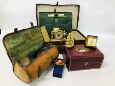 VINTAGE SUITCASE, JEWELLERY BOX AND STATIONERY CASE, TWO VINTAGE BOWLS,