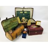 VINTAGE SUITCASE, JEWELLERY BOX AND STATIONERY CASE, TWO VINTAGE BOWLS,