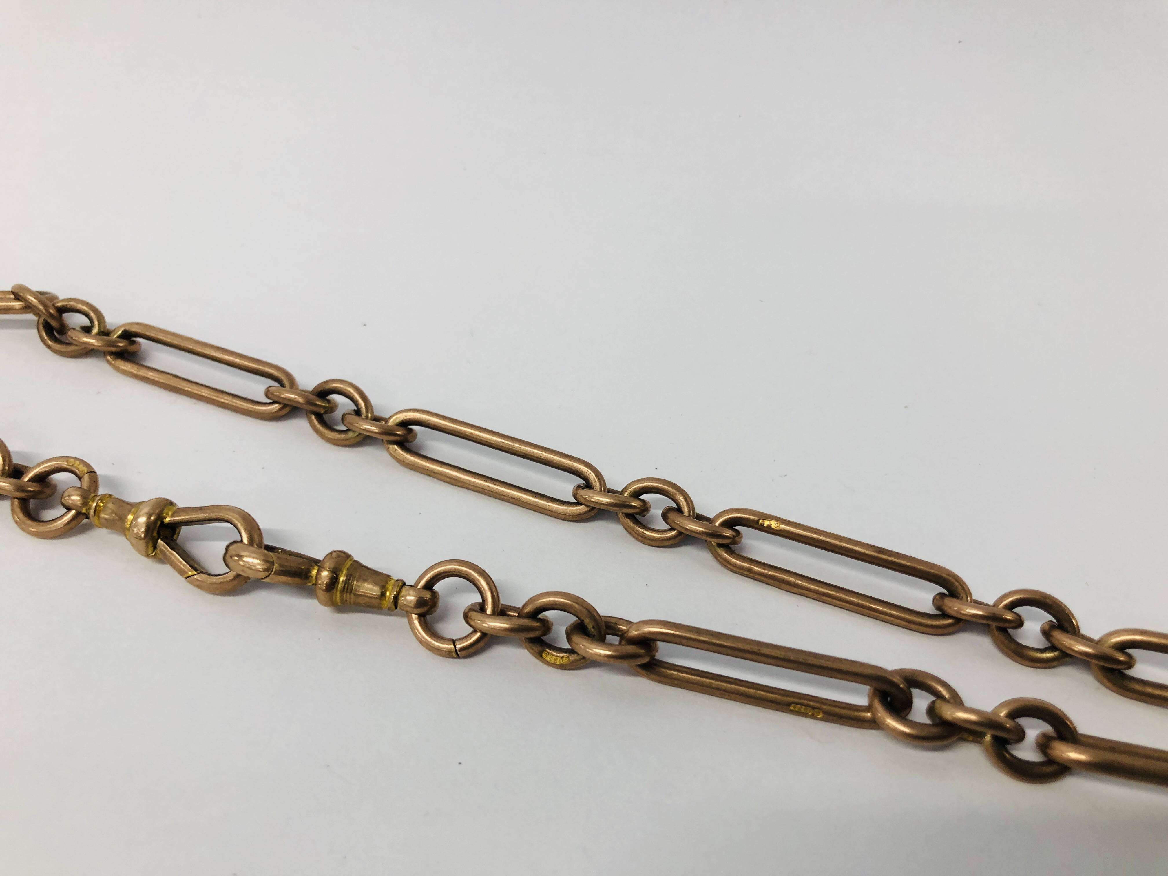 VINTAGE 9CT GOLD FANCY LINK WATCH CHAIN. - Bild 3 aus 10