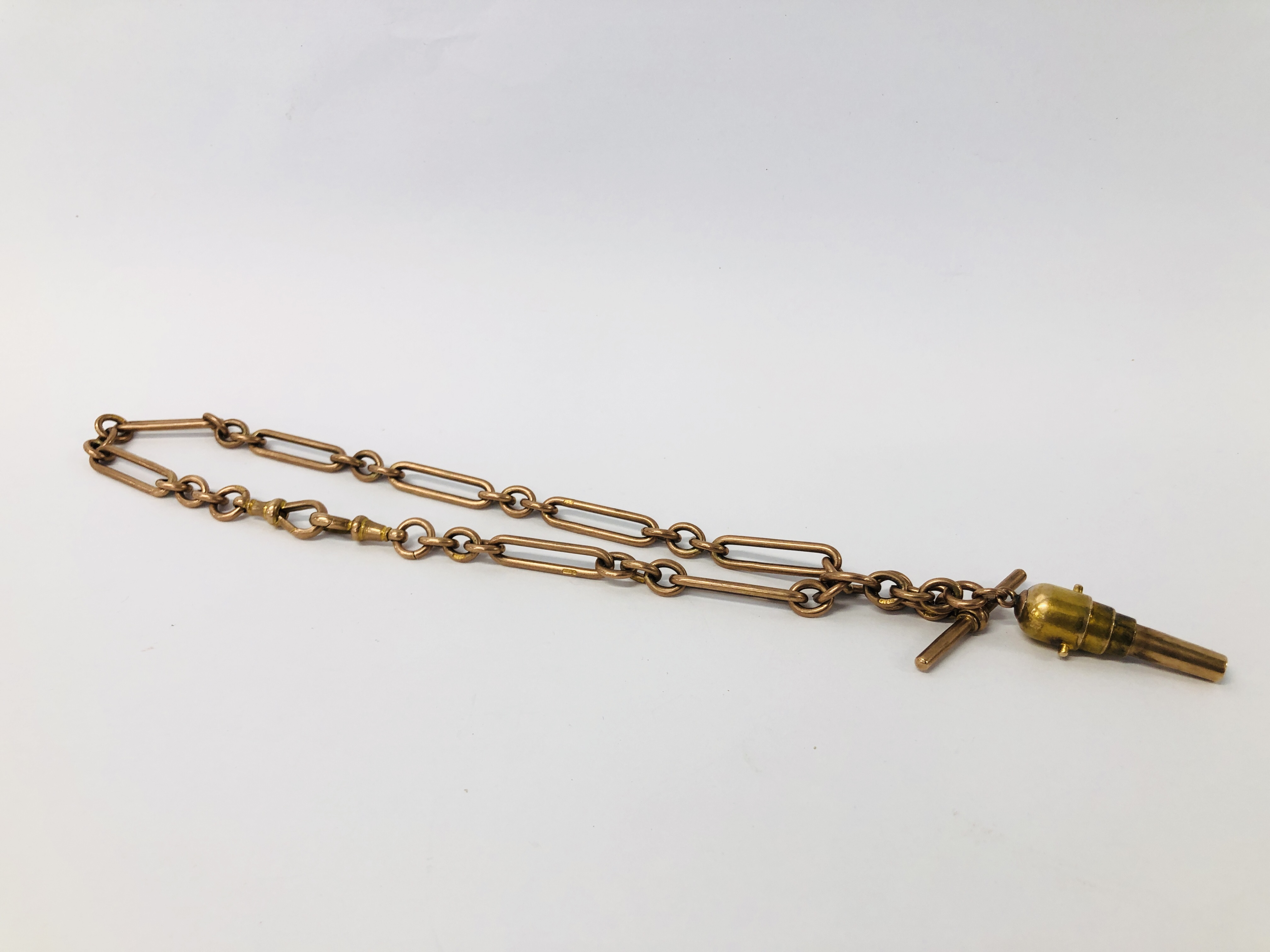 VINTAGE 9CT GOLD FANCY LINK WATCH CHAIN.