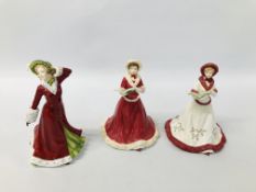 THREE ROYAL DOULTON PORCELAIN COLLECTORS FIGURES - THE TWELVE DAYS OF CHRISTMAS "ON THE THIRD DAY