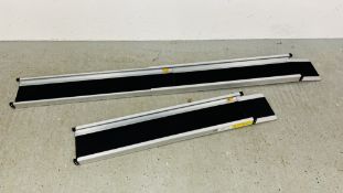 A PAIR OF ROYSTON RESOURCES ALUMINIUM RAMPS/600LBS DISTRIBUTION PER PAIR WEIGHT RATED 182CM