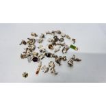 COLLECTION OF 43 ASSORTED WHITE METAL CHARMS ETC.