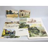FOLIO OF ASSORTED PENCIL SKETCHES, 7 ART WORKS BEARING SIGNATURE KEITH JOHNSON,