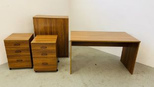 A SUITE OF MODERN HOME OFFICE FURNISHINGS TO INCLUDE DESK 132CM. X 67CM.