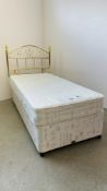 A MYERS DUSK BACKCARE SINGLE DIVAN BED WITH TWO DRAWER STORAGE BASE AND BRASSED HEADBOARD