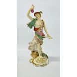 A DERBY FIGURE OF MERCURY HOLDING PURSE AND CADUCEUS, STANDING AMOUNG CLOUDS ON A ROCOCO BASE, c.