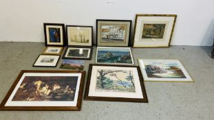 COLLECTION OF ASSORTED FRAMED PICTURES AND PRINTS TO INCLUDE SEASCAPE SCENES, WATERCOLOURS,