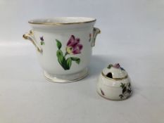 "HEREND" 7214, GV TWO HANDLED FLORAL DECORATED POT H 12.