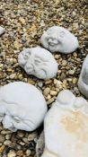 A COLLECTION OF STONEWORK GARDEN FEATURES TO INCLUDE LION HEAD MASK, DECO WALL POCKET,