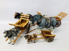 COLLECTION OF HORSE AND CARTS.