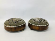 PAIR OF ANTIQUE FOOTSTOOLS WITH BEADWORK DETAIL