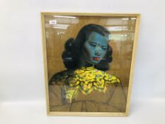 A FRAMED TRETCHIKOFF PRINT CHINESE GIRL THE GREEN LADY HEIGHT 60CM. WIDTH 50CM.