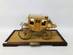 A HAND CRAFTED "THE CONCORD STAGE COACH 1848" ON DISPLAY PLAQUE.