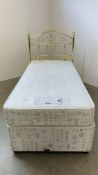 A MYERS DUSK BACKCARE SINGLE DIVAN BED WITH TWO DRAWER STORAGE BASE AND BRASSED HEADBOARD