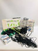 WII FIT GAMES CONSOLE WITH AN EXTENSIVE COLLECTION OF ACCESSORIES AND GAMES - SOLD AS SEEN.